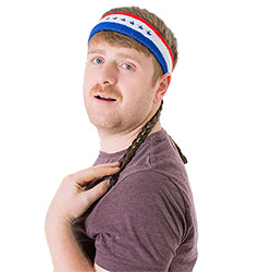 The Willie Mullet on the Go with headband and braids