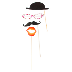 Bowler, glasses, moustache and lips