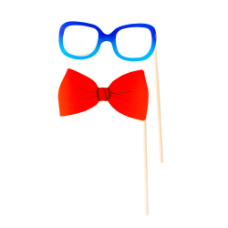 Nerdy glasses and bow tie props