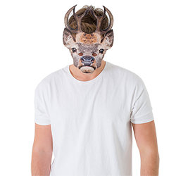 A model wearing the mask