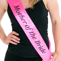 The hot pink sash looks great against a black background