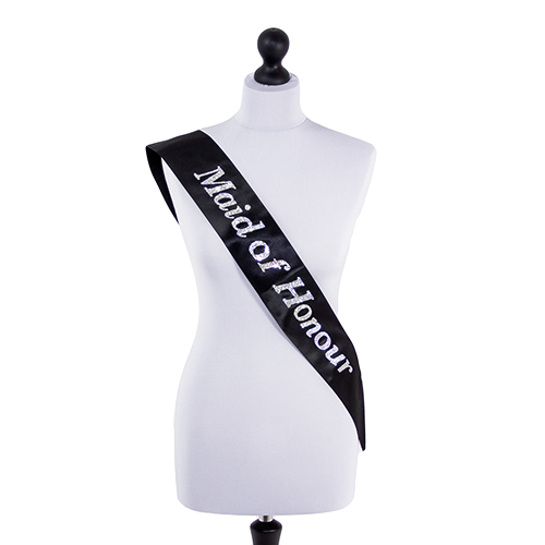 Black and Silver Maid of Honour Sash