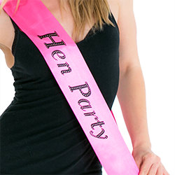 The model seems very happy with her sash