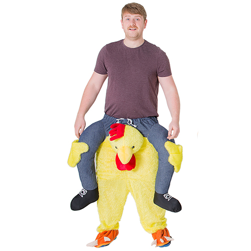 Bright yellow carry me chicken costume