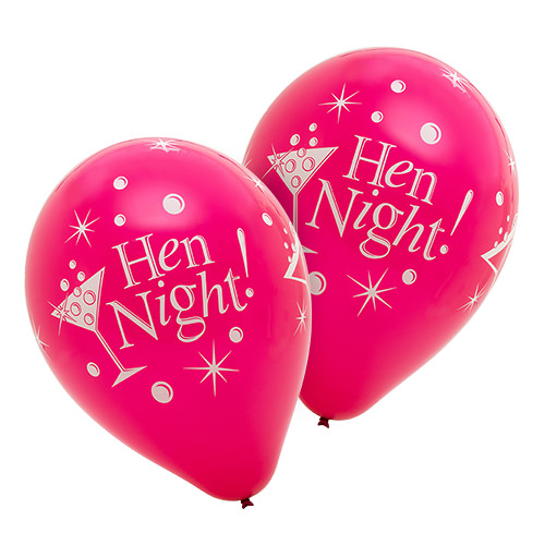 Hen night balloons with drinks and bubbles on them