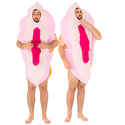 A double image of the costume being modelled