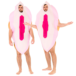 A very confused guy in a vagina costume