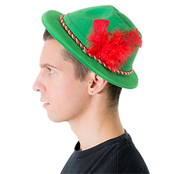 The hat seen on model at a side view