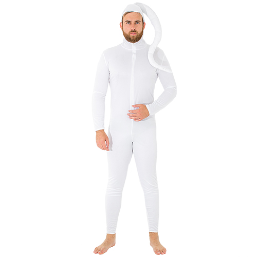 Sperm costume modelled from front