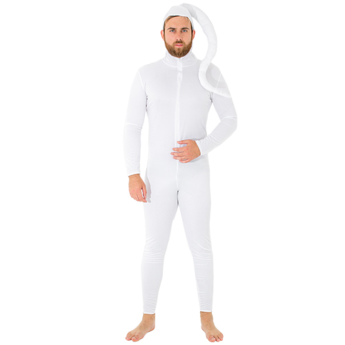 Zip up, white, crazy sperm costume - ideal fancy dress for embarrassing you...