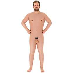 Crazy nude man stag do costume from the front