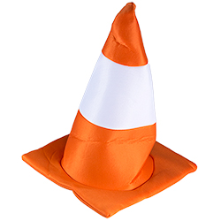 Traffic Cone Hat In Front Of A White Background