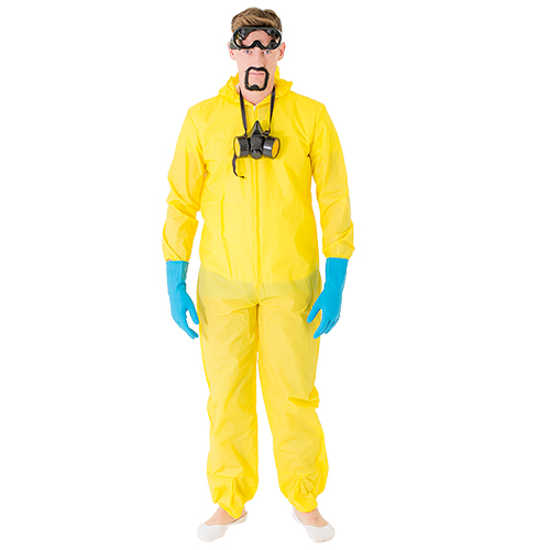 Male model wearing the Meth Cook costume 