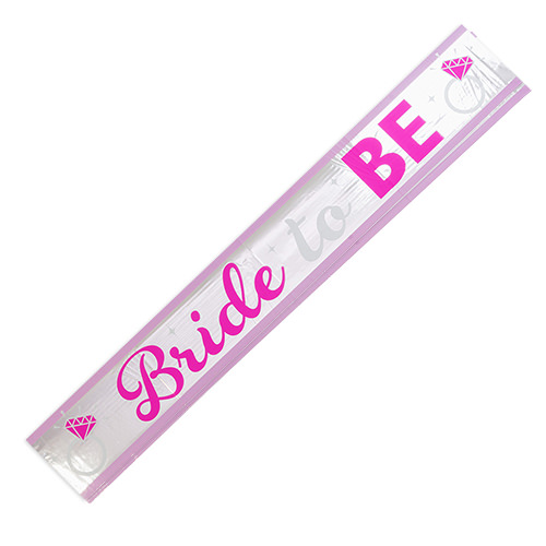 A Bride-to-Be metallic banner with pink trim