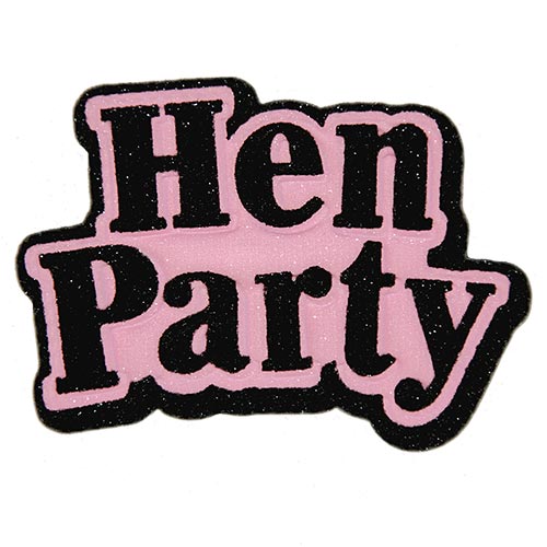 A close up of a hen party badge