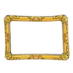 A large, inflatable selfie frame