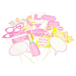 Twenty hen party props lying out on the table 