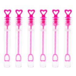 Six bubble wands laid out in a line