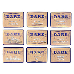 Some dare cards laid out in uniform rows