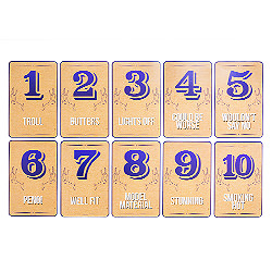 Stag night rating cards 1 to 10 laid out in order 