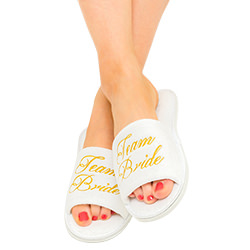 The slippers being worn.