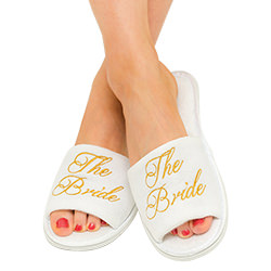 The slippers being worn.