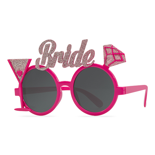 Glittery pink bride glasses 