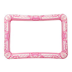 Bright pink, ornate, inflatable selfie frame