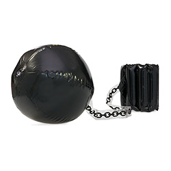 The ball and chain inflated against a white background
