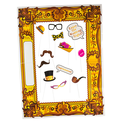 All 12 hen party props laid out in the frame