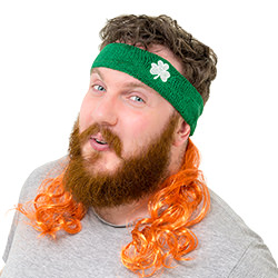 Irish mullet being worn by a ginger bearded man