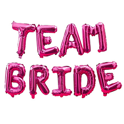 Hot pink foil team bride balloons