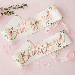 pack of two floral Team Bride bridesmaid sashes.