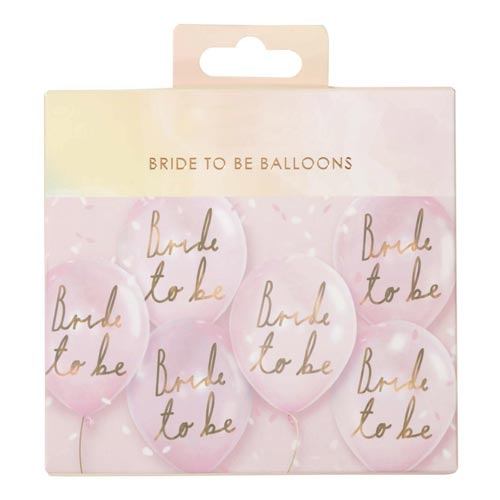 Pack of six bride to be balloons.