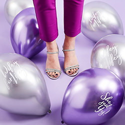 A lifestyle shot of the balloons on the floor.