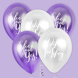 The balloons seen on a purple background.