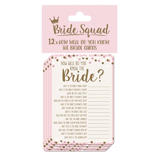 Pack of 12 how well do you know the bride cards.