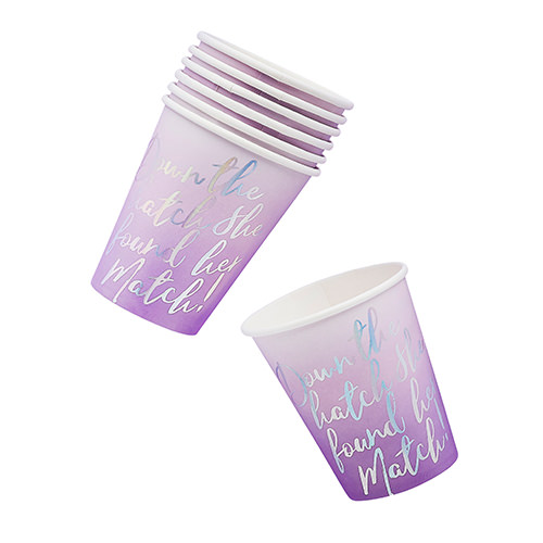 Purple paper cups.