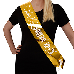 Woo Hoo Hen Do gold sashes.