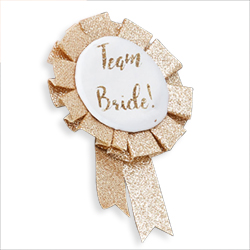 Golden glitter rosette with a team bride design.