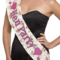 Floral, vintage hen party sash.