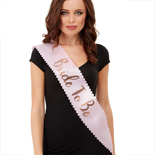 Pink and rose gold bride to be sash.