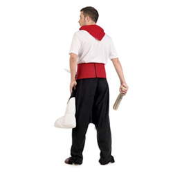 The back of the costume, showing the red belt.