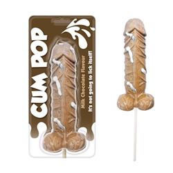 Milk chocolate lolly in its packaging.