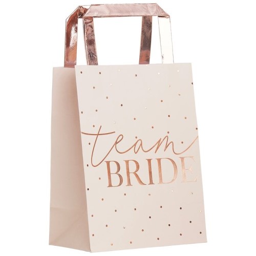 The team bride gift bags against a white background.