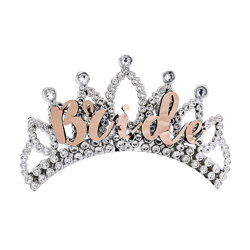 The rose gold bride tiara on a white background.