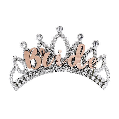 The rose gold bride tiara on a white background.
