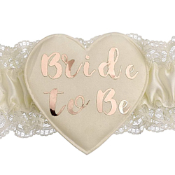 Close up of the bride to be rose gold text.