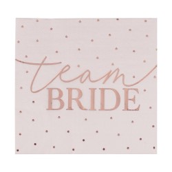 Spotty Team Bride napkins on a white background.