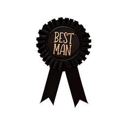 The best man badge against a white background.